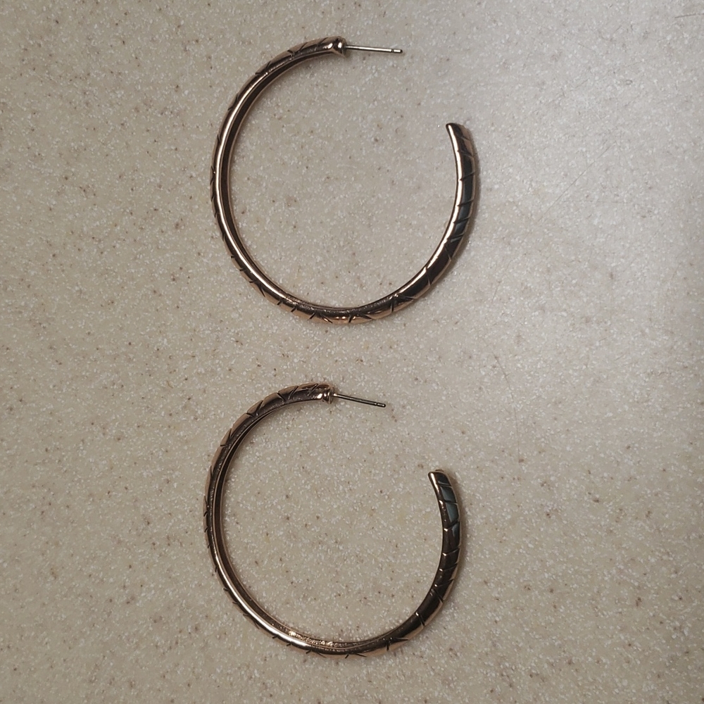 Rose Gold Large Hoop Earrings, EUC